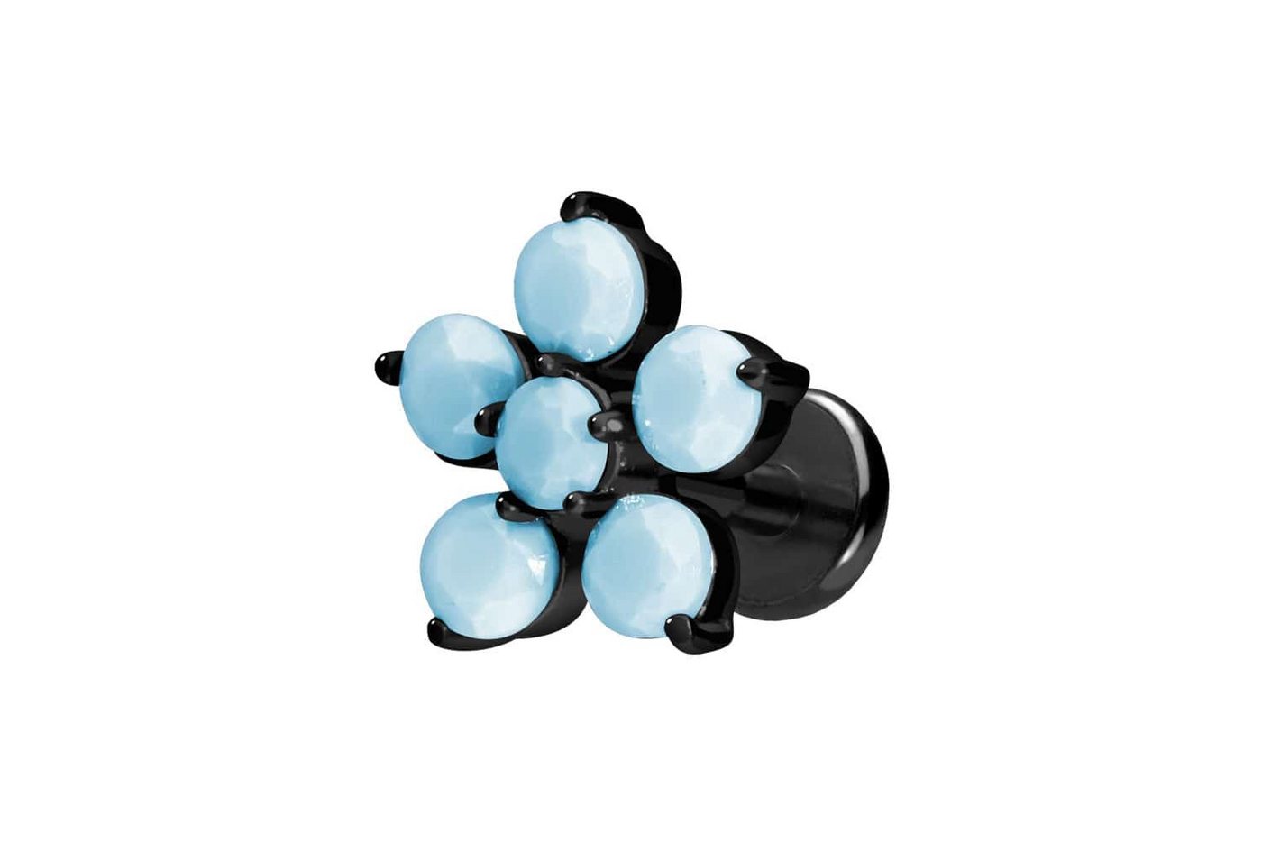 PIERCINGLINE Piercing-Set Titan Labret mit Push Fit BLUME + SYNTHETISCHE TÜRKISE (Labrets / 1 Stk) von Piercingline