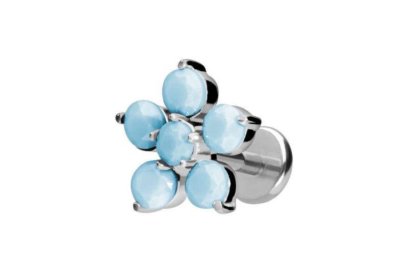PIERCINGLINE Piercing-Set Titan Labret mit Push Fit BLUME + SYNTHETISCHE TÜRKISE (Labrets / 1 Stk) von Piercingline