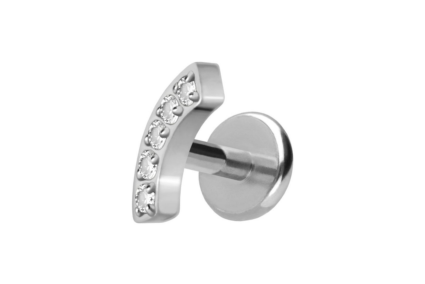 PIERCINGLINE Piercing-Set Titan Labret mit Push Fit BOGEN + 5 KRISTALLE (Labrets / 1 Stk) von Piercingline
