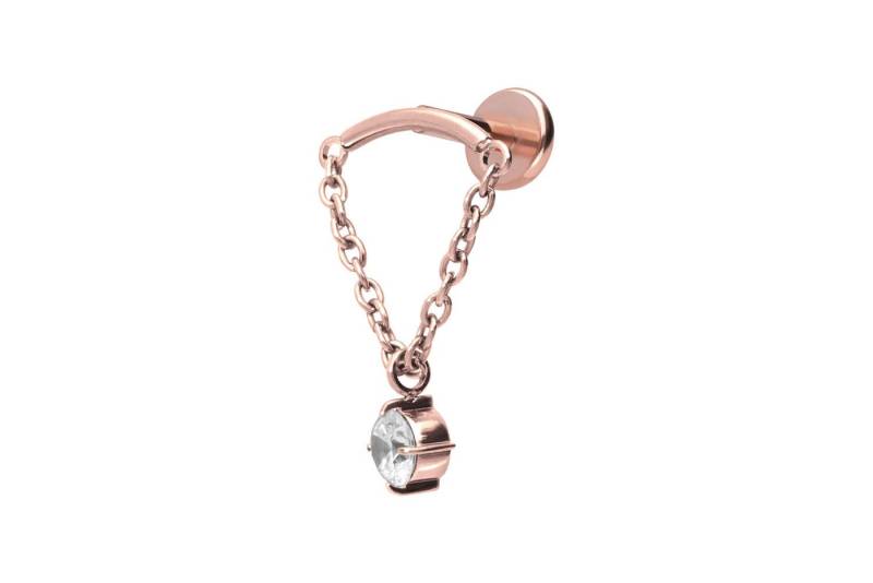 PIERCINGLINE Piercing-Set Titan Labret mit Push Fit BOGEN + KETTE + KRISTALL (Labrets / 1 Stk) von PIERCINGLINE