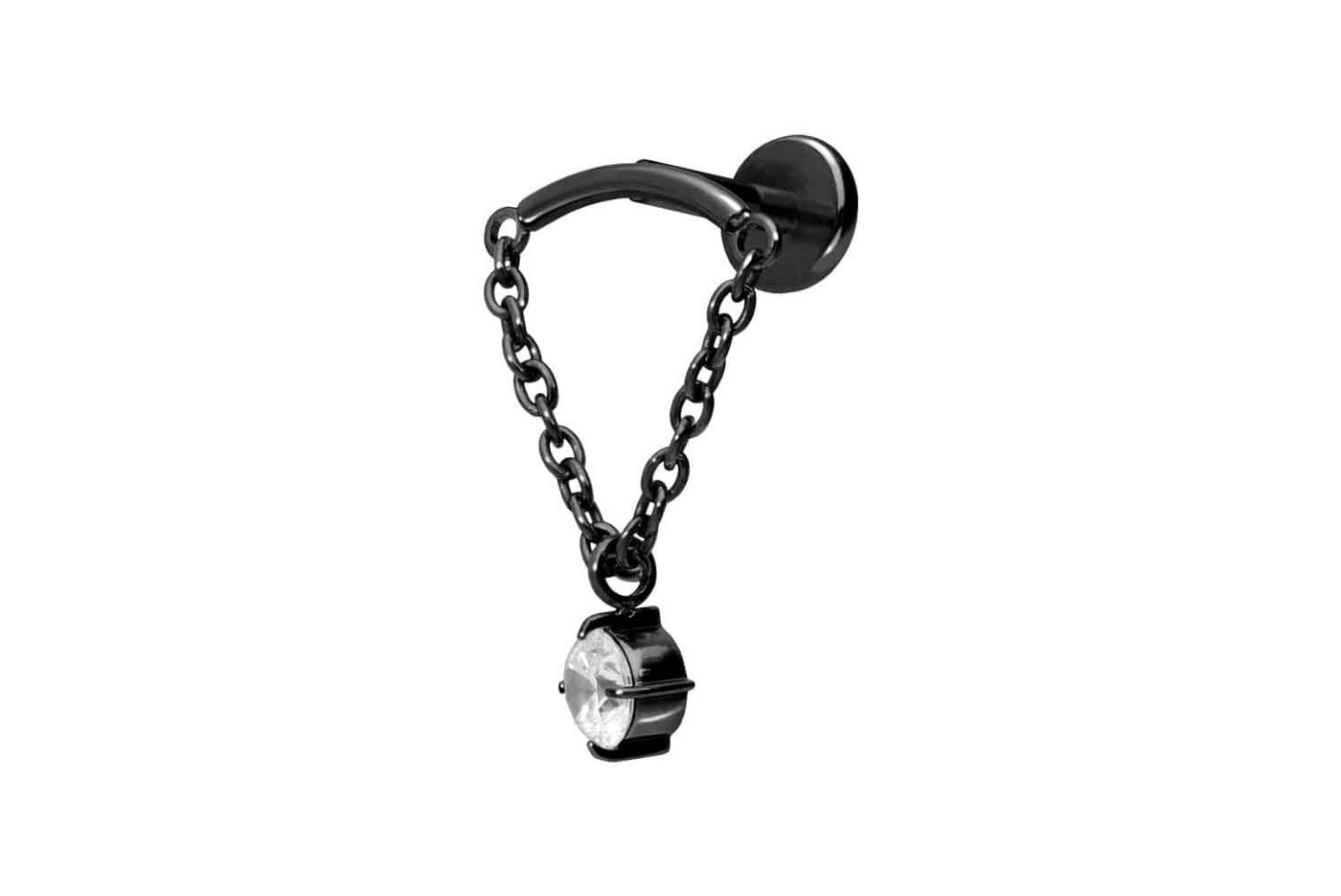 PIERCINGLINE Piercing-Set Titan Labret mit Push Fit BOGEN + KETTE + KRISTALL (Labrets / 1 Stk) von PIERCINGLINE