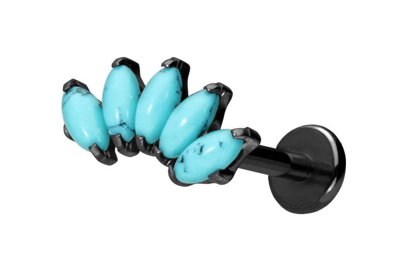 PIERCINGLINE Piercing-Set Titan Labret mit Push Fit BOGEN + SYNTHETISCHE TÜRKISE (Labrets / 1 Stk) von PIERCINGLINE