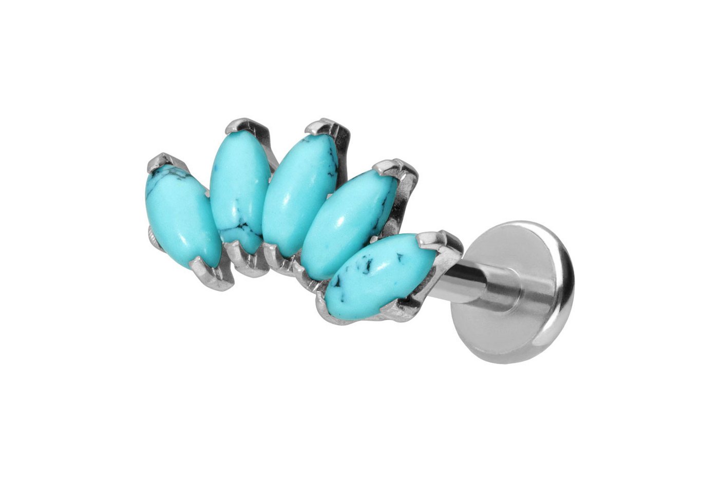 PIERCINGLINE Piercing-Set Titan Labret mit Push Fit BOGEN + SYNTHETISCHE TÜRKISE (Labrets / 1 Stk) von PIERCINGLINE