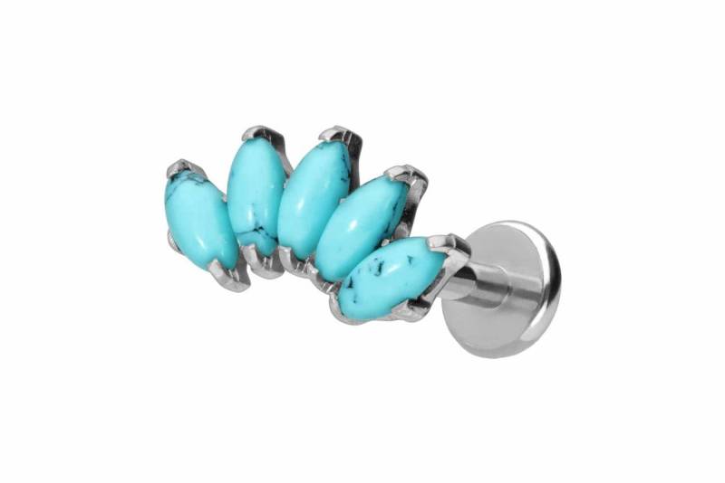 PIERCINGLINE Piercing-Set Titan Labret mit Push Fit BOGEN + SYNTHETISCHE TÜRKISE (Labrets / 1 Stk) von PIERCINGLINE