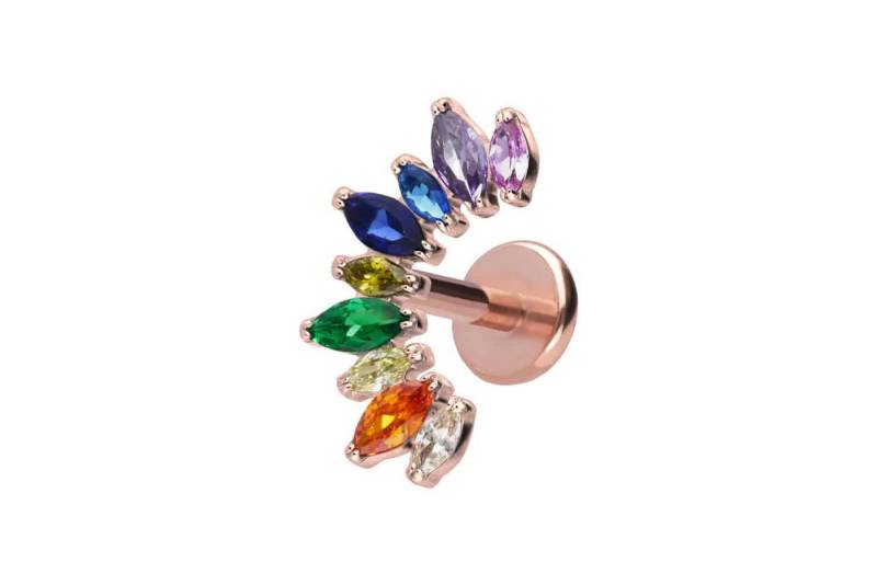 PIERCINGLINE Piercing-Set Titan Labret mit Push Fit BUNTER KRISTALLBOGEN (Labrets / 1 Stk) von PIERCINGLINE