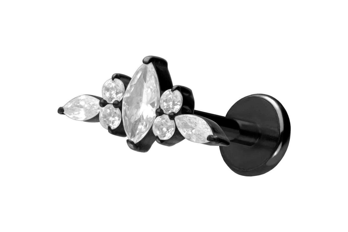 PIERCINGLINE Piercing-Set Titan Labret mit Push Fit DESIGN (Labrets / 1 Stk) von PIERCINGLINE