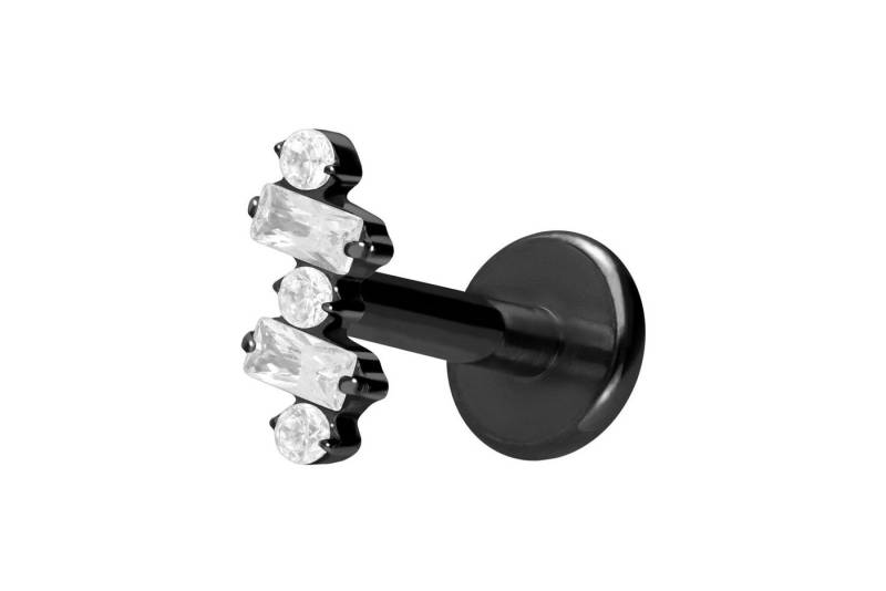 PIERCINGLINE Piercing-Set Titan Labret mit Push Fit EINGEFASSTE KRISTALLE (Labrets / 1 Stk) von PIERCINGLINE