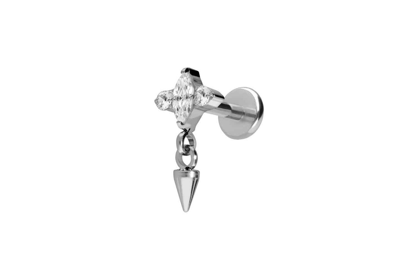 PIERCINGLINE Piercing-Set Titan Labret mit Push Fit EINGEFASSTE KRISTALLE + SPITZE (Labrets / 1 Stk) von PIERCINGLINE