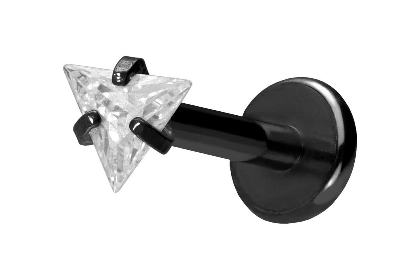 PIERCINGLINE Piercing-Set Titan Labret mit Push Fit EINGEFASSTES KRISTALLDREIECK (Labrets / 1 Stk) von PIERCINGLINE