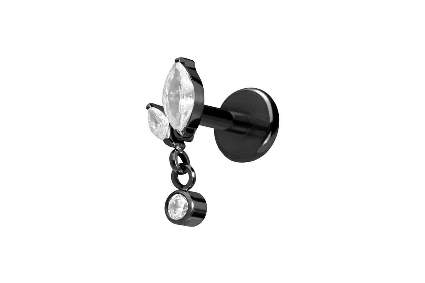 PIERCINGLINE Piercing-Set Titan Labret mit Push Fit KNOSPE + KRISTALL (Labrets / 1 Stk) von PIERCINGLINE