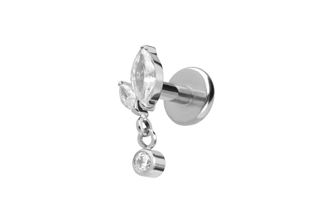 PIERCINGLINE Piercing-Set Titan Labret mit Push Fit KNOSPE + KRISTALL (Labrets, 1-tlg) von PIERCINGLINE
