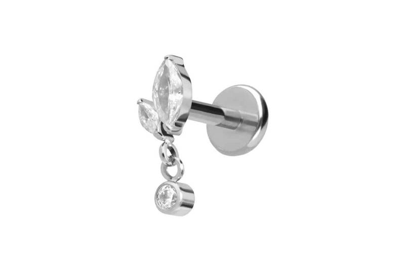 PIERCINGLINE Piercing-Set Titan Labret mit Push Fit KNOSPE + KRISTALL (Labrets / 1 Stk) von PIERCINGLINE