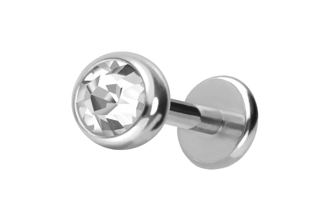 PIERCINGLINE Piercing-Set Titan Labret mit Push Fit KRISTALL (Labrets / 1 Stk) von PIERCINGLINE