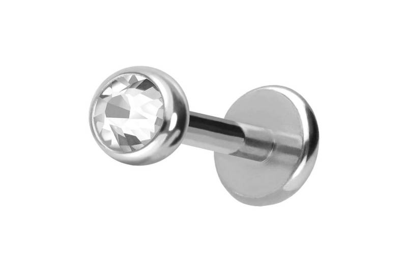 PIERCINGLINE Piercing-Set Titan Labret mit Push Fit KRISTALL (Labrets / 1 Stk) von PIERCINGLINE