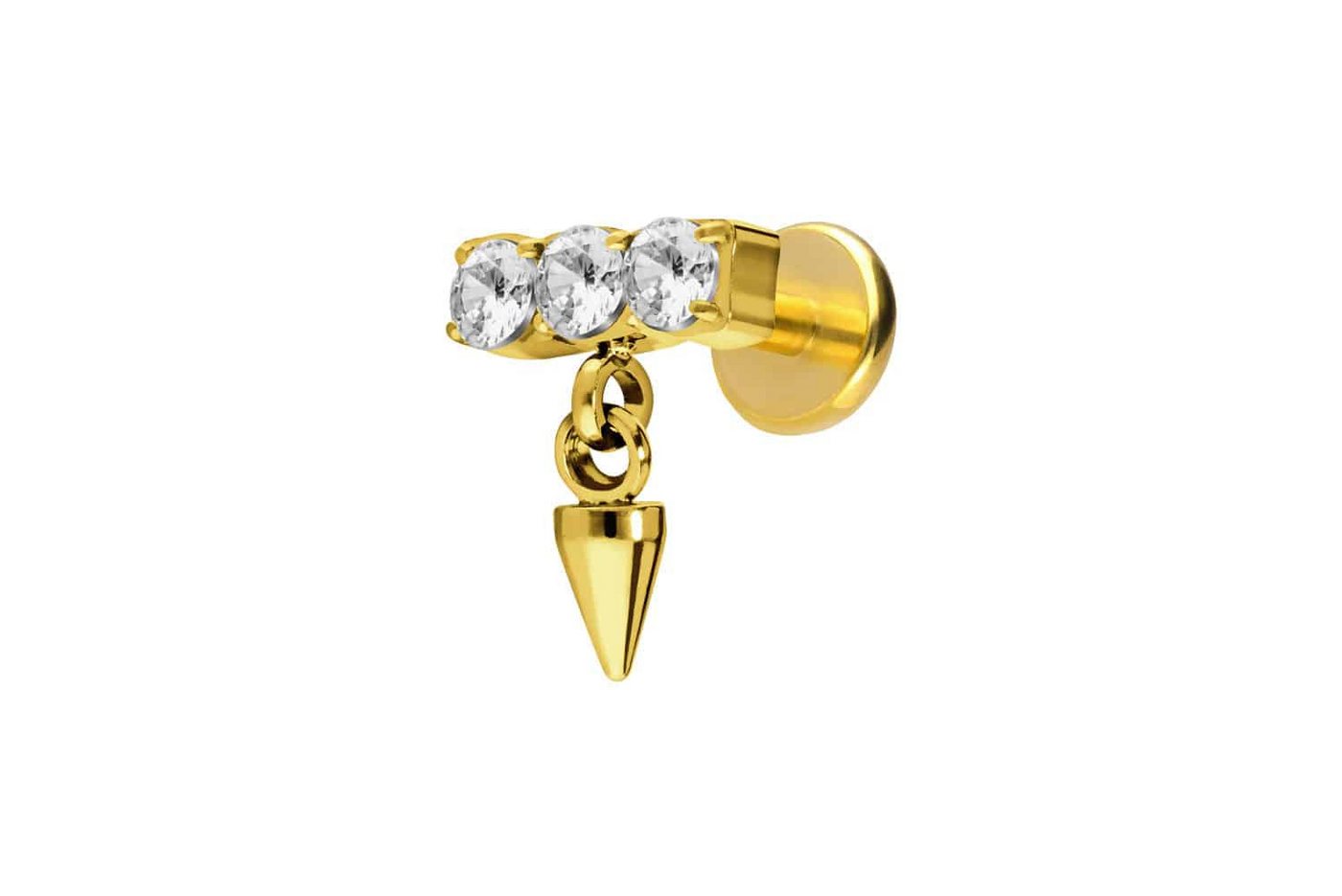 PIERCINGLINE Piercing-Set Titan Labret mit Push Fit KRISTALLBALKEN + SPITZE (Labrets / 1 Stk) von PIERCINGLINE