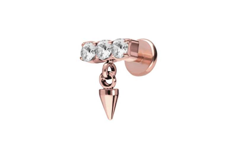 PIERCINGLINE Piercing-Set Titan Labret mit Push Fit KRISTALLBALKEN + SPITZE (Labrets / 1 Stk) von PIERCINGLINE
