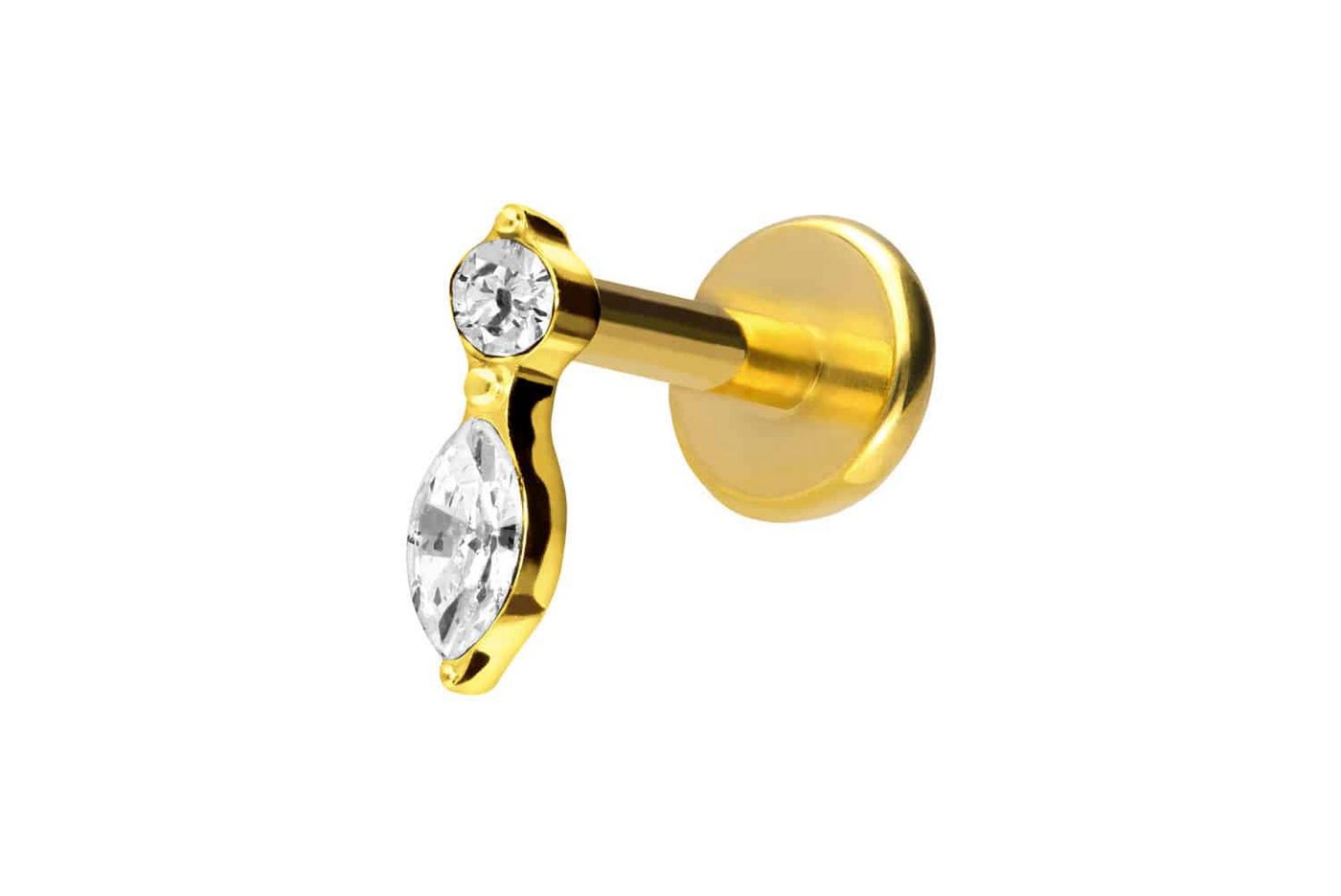 PIERCINGLINE Piercing-Set Titan Labret mit Push Fit KRISTALLBLATT (Labrets / 1 Stk) von PIERCINGLINE
