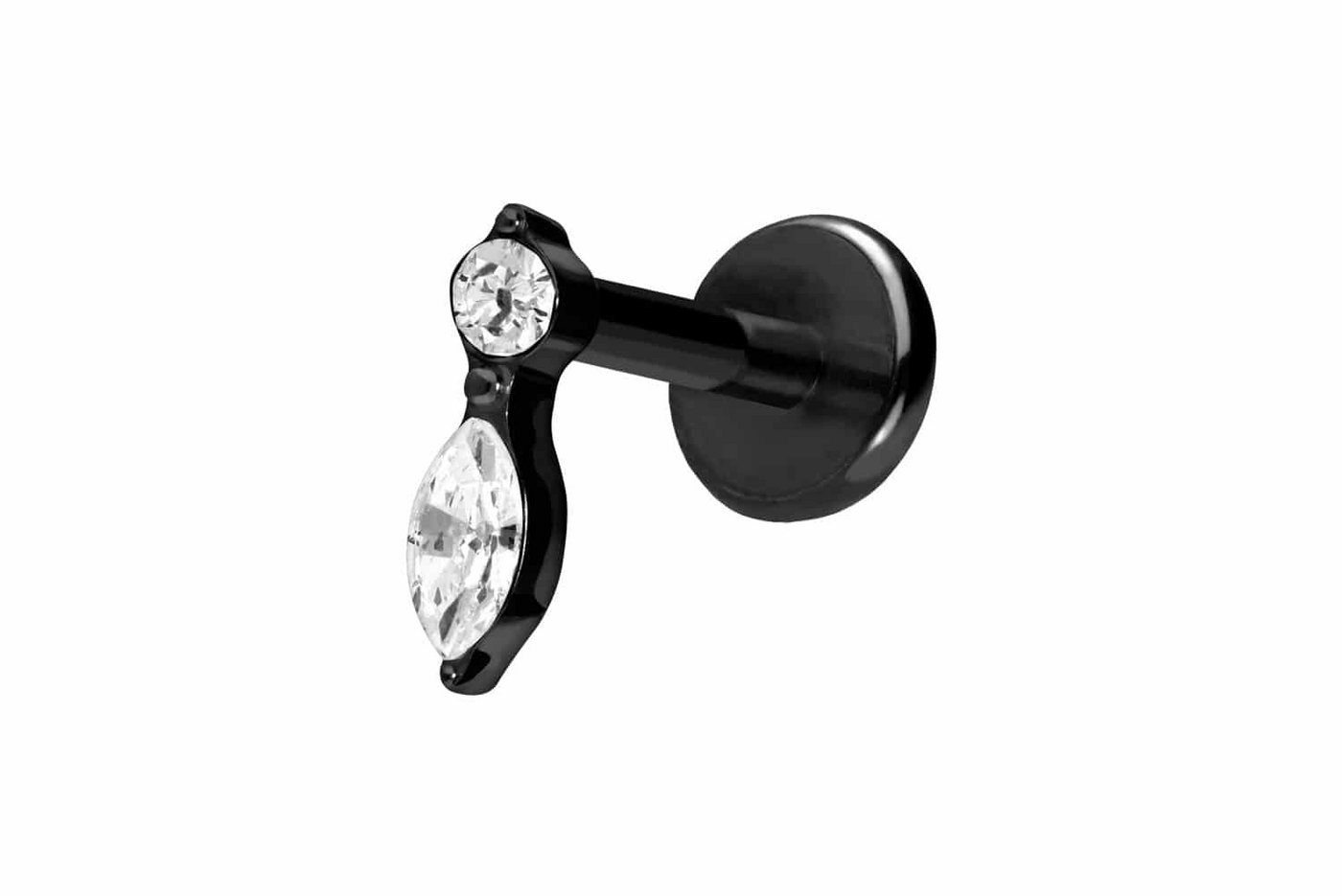 PIERCINGLINE Piercing-Set Titan Labret mit Push Fit KRISTALLBLATT (Labrets / 1 Stk) von PIERCINGLINE