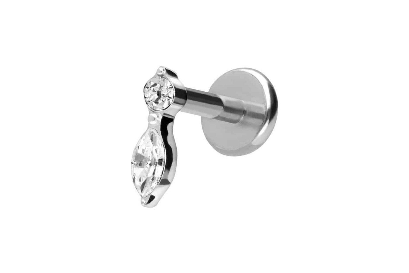 PIERCINGLINE Piercing-Set Titan Labret mit Push Fit KRISTALLBLATT (Labrets / 1 Stk) von PIERCINGLINE