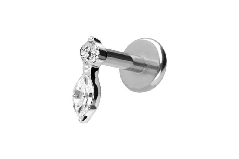 PIERCINGLINE Piercing-Set Titan Labret mit Push Fit KRISTALLBLATT (Labrets / 1 Stk) von PIERCINGLINE