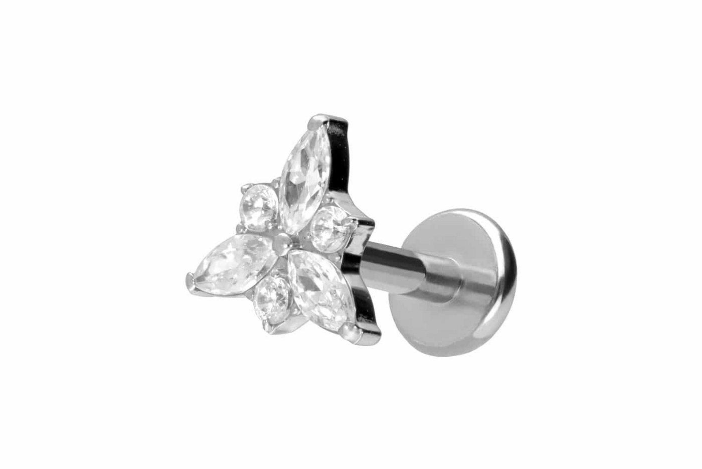 PIERCINGLINE Piercing-Set Titan Labret mit Push Fit KRISTALLBLÜTE (Labrets, 1-tlg) von PIERCINGLINE