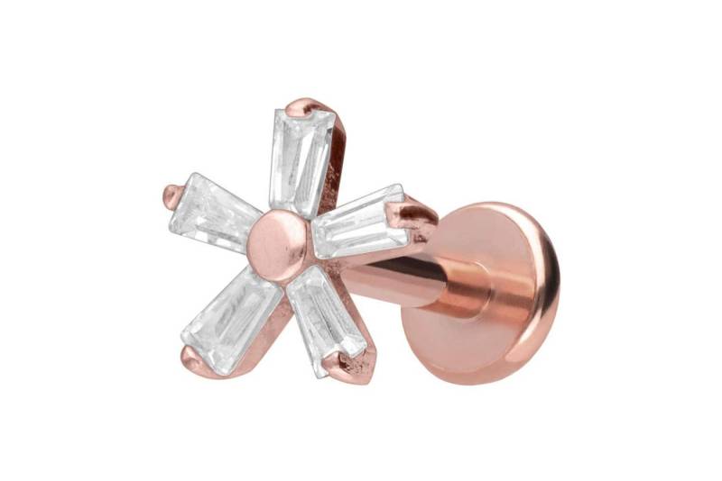 PIERCINGLINE Piercing-Set Titan Labret mit Push Fit KRISTALLBLUME (Labrets / 1 Stk) von PIERCINGLINE