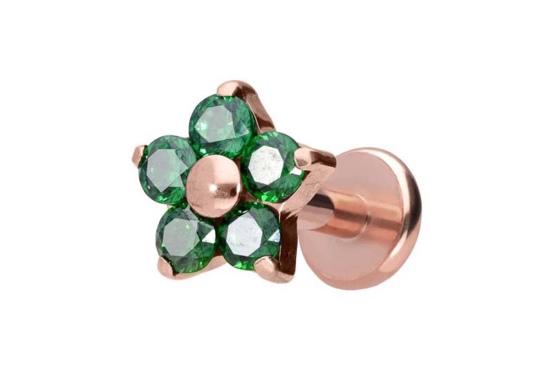 PIERCINGLINE Piercing-Set Titan Labret mit Push Fit KRISTALLBLUME (Labrets / 1 Stk) von PIERCINGLINE