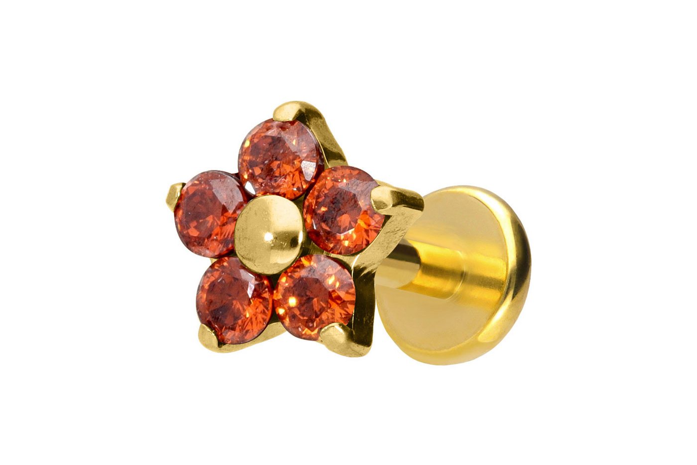 PIERCINGLINE Piercing-Set (Labrets, Titan Labret mit Push Fit KRISTALLBLUME) von PIERCINGLINE