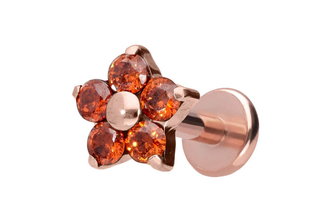 PIERCINGLINE Piercing-Set Titan Labret mit Push Fit KRISTALLBLUME (Labrets / 1 Stk) von PIERCINGLINE