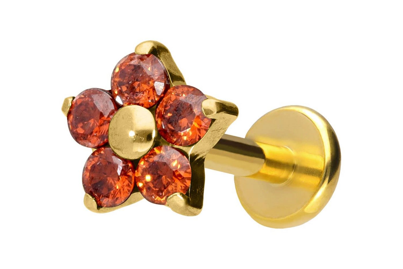 PIERCINGLINE Piercing-Set Titan Labret mit Push Fit KRISTALLBLUME (Labrets / 1 Stk) von PIERCINGLINE