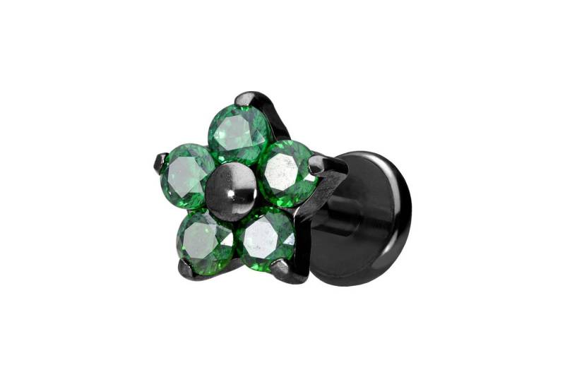 PIERCINGLINE Piercing-Set (Labrets, Titan Labret mit Push Fit KRISTALLBLUME) von PIERCINGLINE