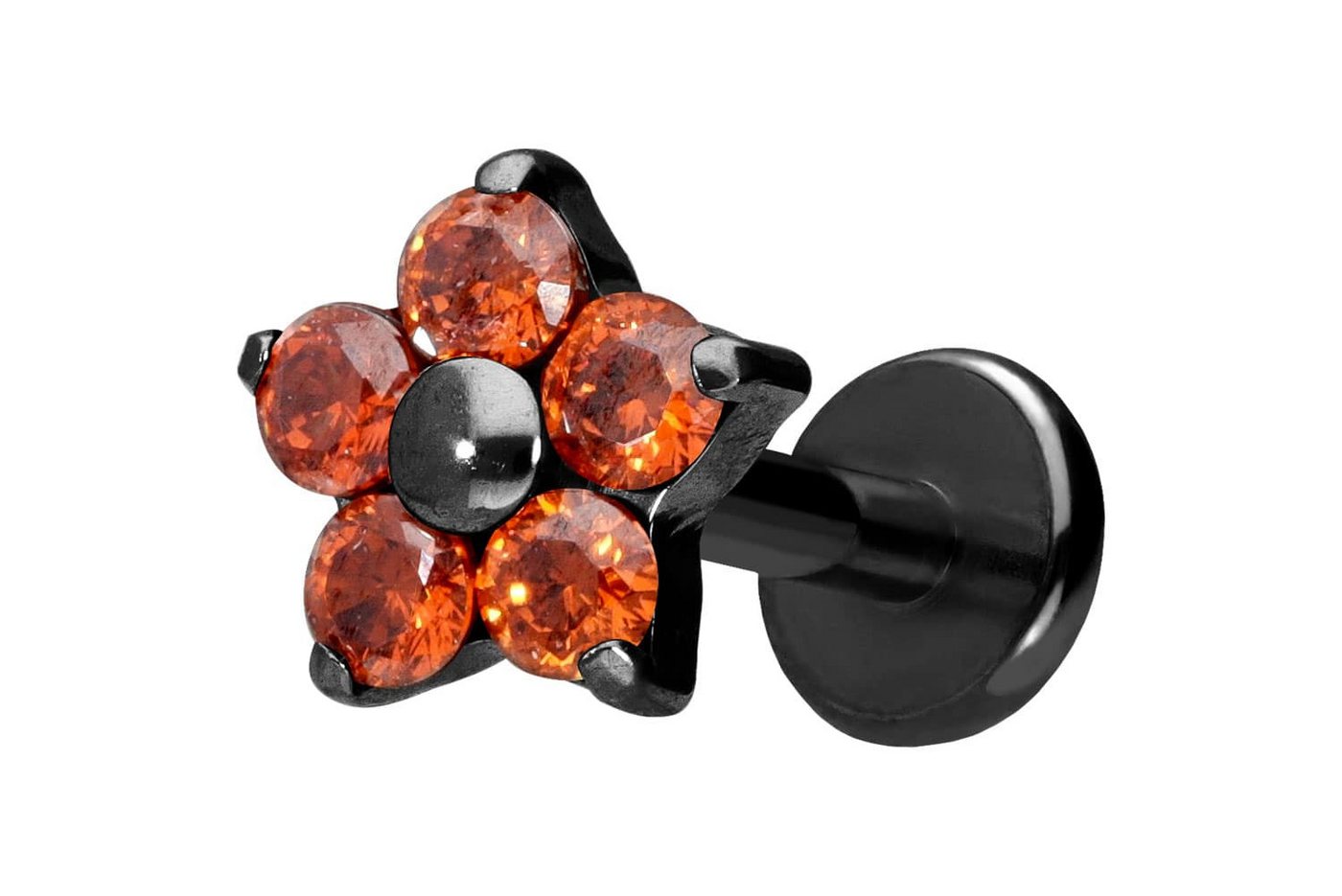 PIERCINGLINE Piercing-Set Titan Labret mit Push Fit KRISTALLBLUME (Labrets / 1 Stk) von PIERCINGLINE