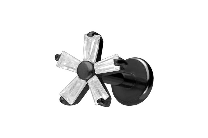 PIERCINGLINE Piercing-Set Titan Labret mit Push Fit KRISTALLBLUME (Labrets, 1-tlg) von PIERCINGLINE