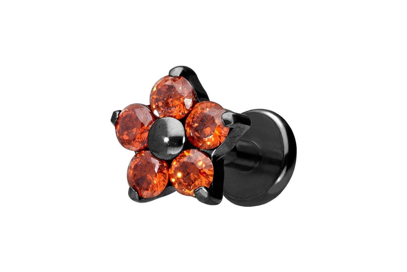 PIERCINGLINE Piercing-Set (Labrets, Titan Labret mit Push Fit KRISTALLBLUME) von PIERCINGLINE