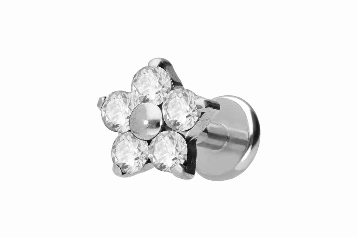 PIERCINGLINE Piercing-Set Titan Labret mit Push Fit KRISTALLBLUME (Labrets, 1-tlg) von PIERCINGLINE