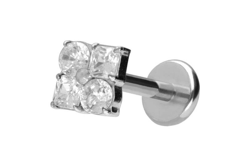 PIERCINGLINE Piercing-Set Titan Labret mit Push Fit KRISTALLBLUME (Labrets / 1 Stk) von PIERCINGLINE