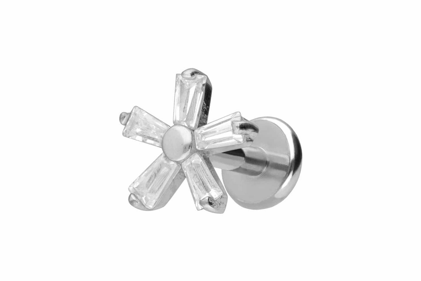 PIERCINGLINE Piercing-Set Titan Labret mit Push Fit KRISTALLBLUME (Labrets, 1-tlg) von PIERCINGLINE