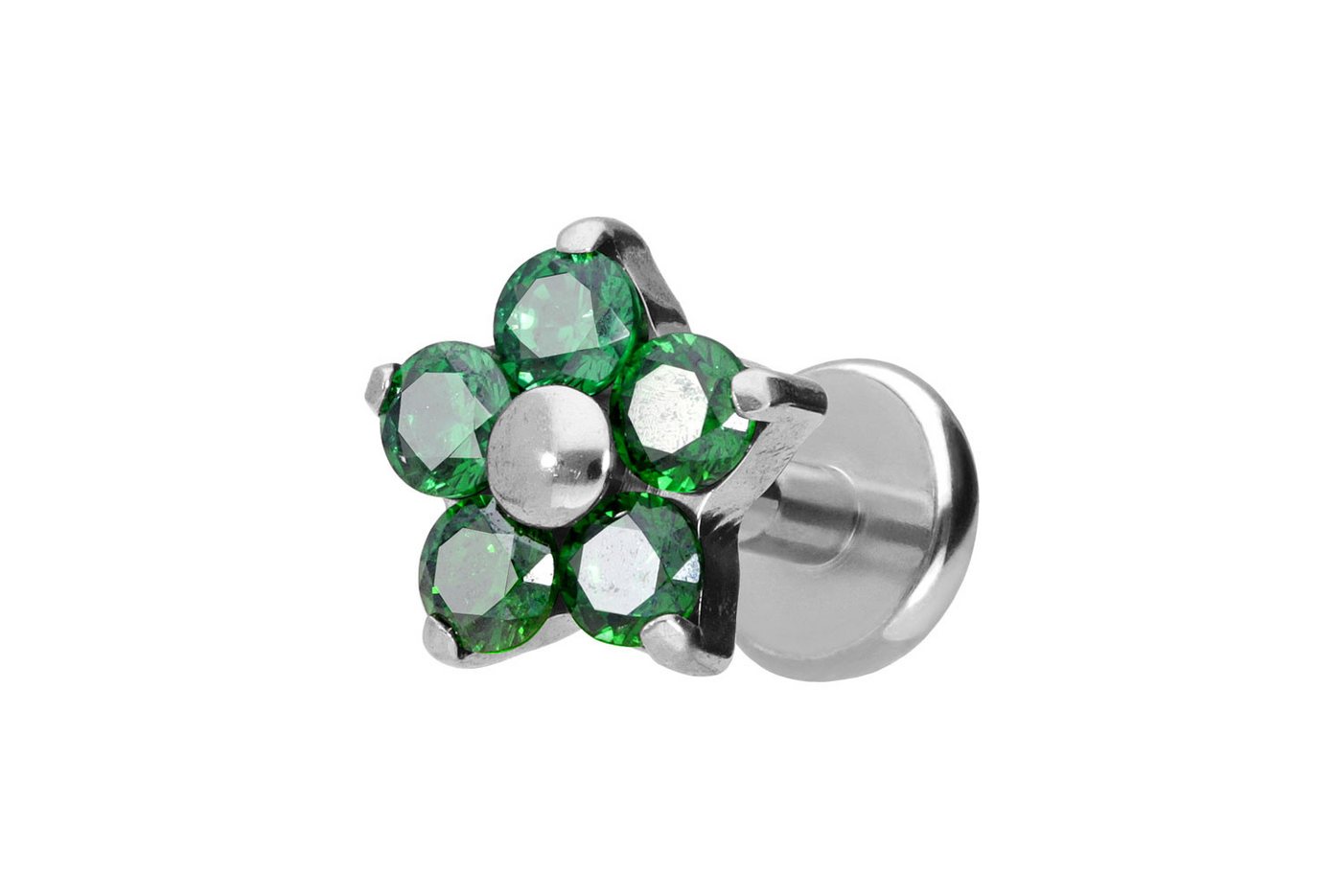 PIERCINGLINE Piercing-Set (Labrets, Titan Labret mit Push Fit KRISTALLBLUME) von PIERCINGLINE