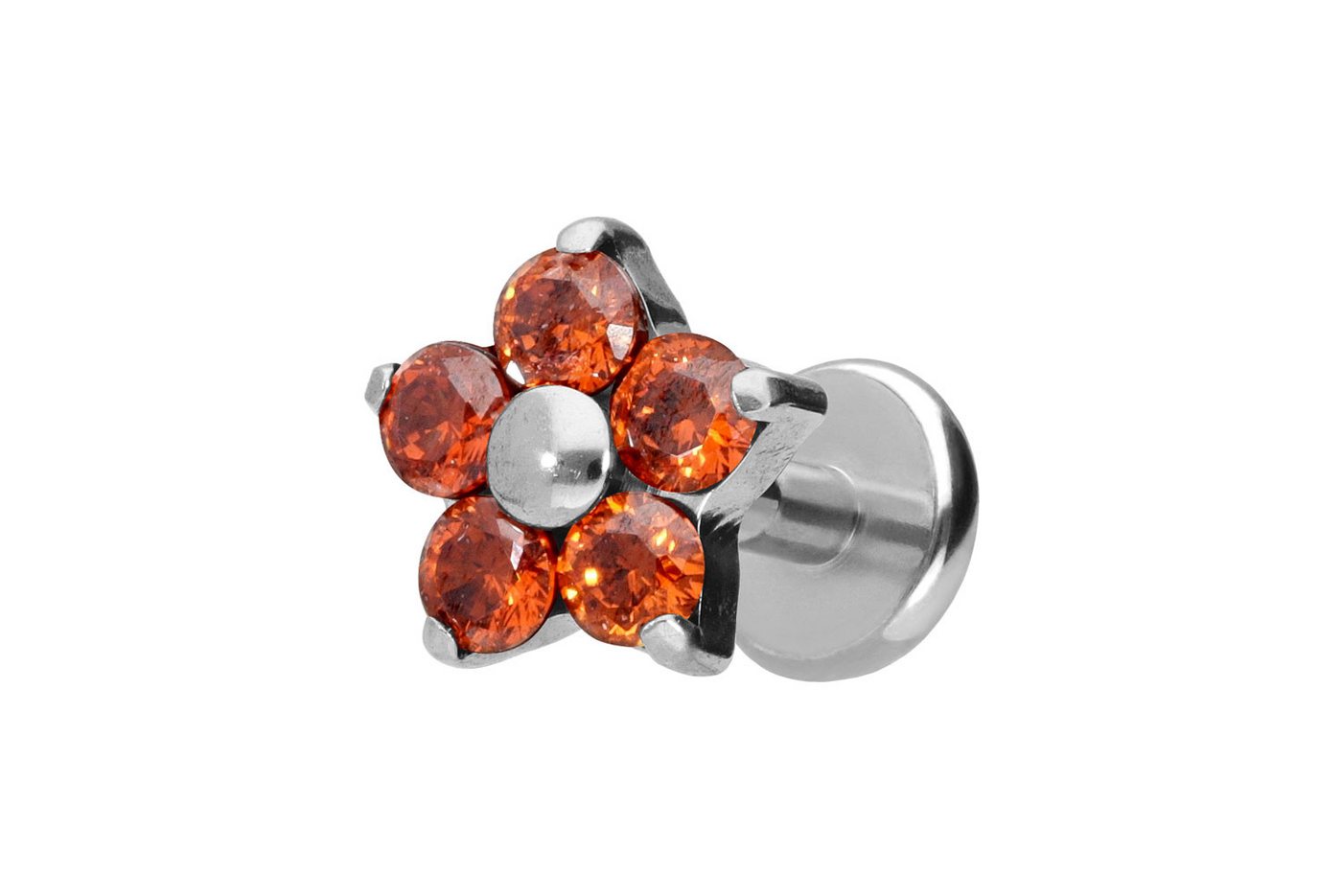 PIERCINGLINE Piercing-Set (Labrets, Titan Labret mit Push Fit KRISTALLBLUME) von PIERCINGLINE