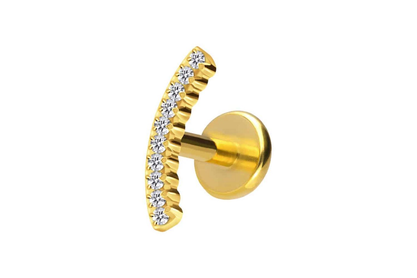 PIERCINGLINE Piercing-Set Titan Labret mit Push Fit KRISTALLBOGEN (Labrets / 1 Stk) von PIERCINGLINE