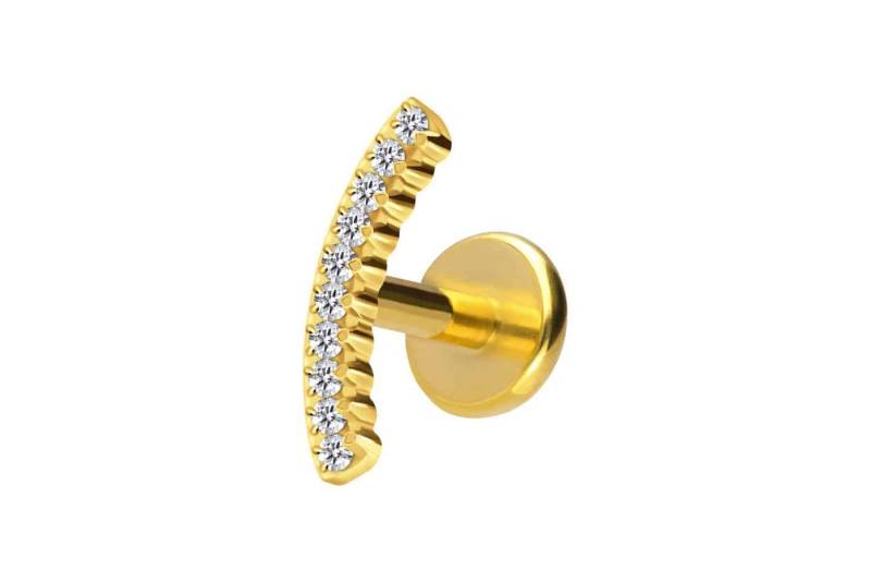PIERCINGLINE Piercing-Set Titan Labret mit Push Fit KRISTALLBOGEN (Labrets / 1 Stk) von PIERCINGLINE