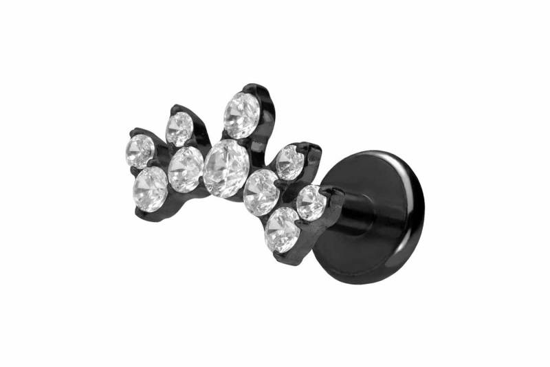 PIERCINGLINE Piercing-Set Titan Labret mit Push Fit KRISTALLBOGEN (Labrets / 1 Stk) von PIERCINGLINE