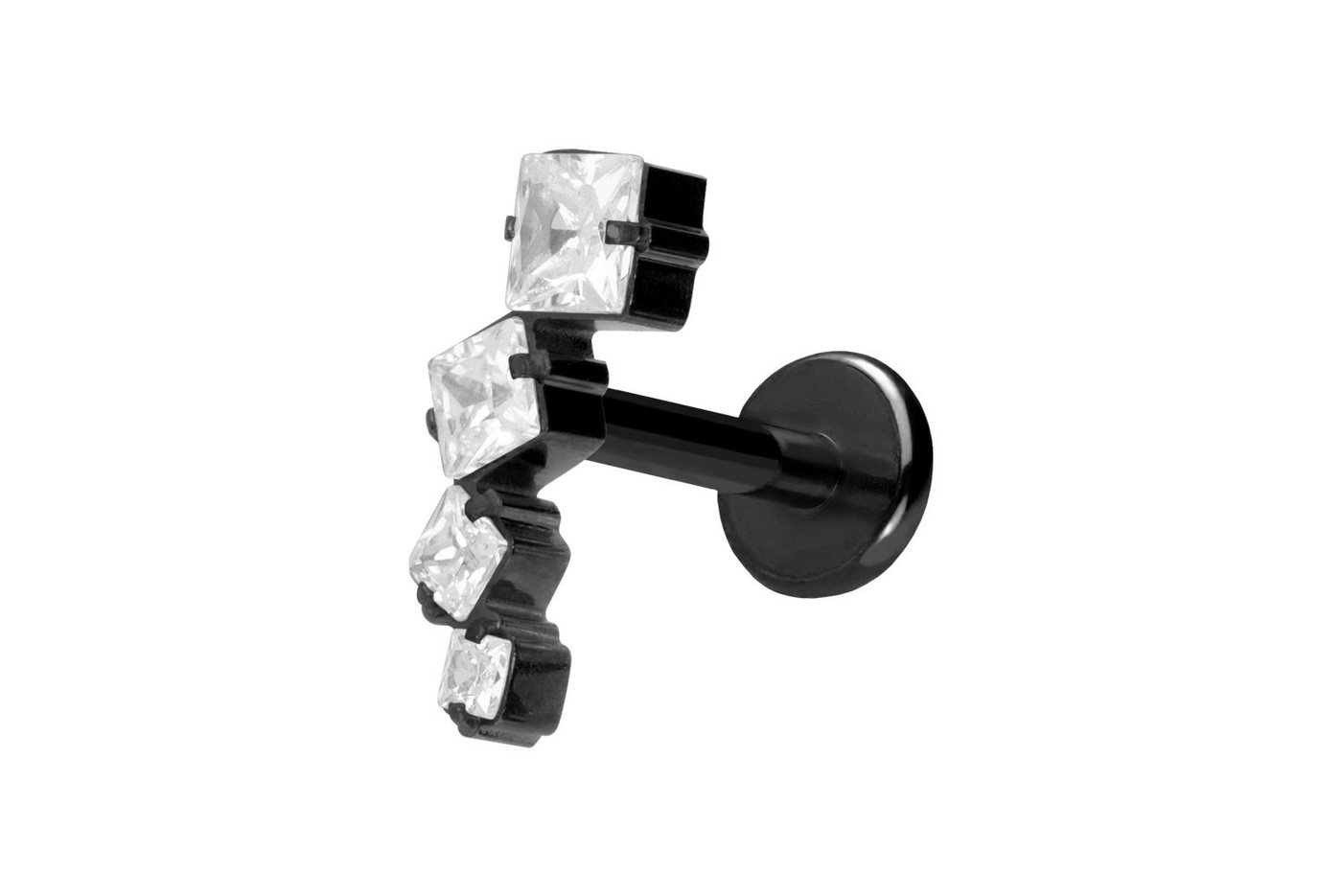 PIERCINGLINE Piercing-Set Titan Labret mit Push Fit KRISTALLBOGEN (Labrets / 1 Stk) von PIERCINGLINE