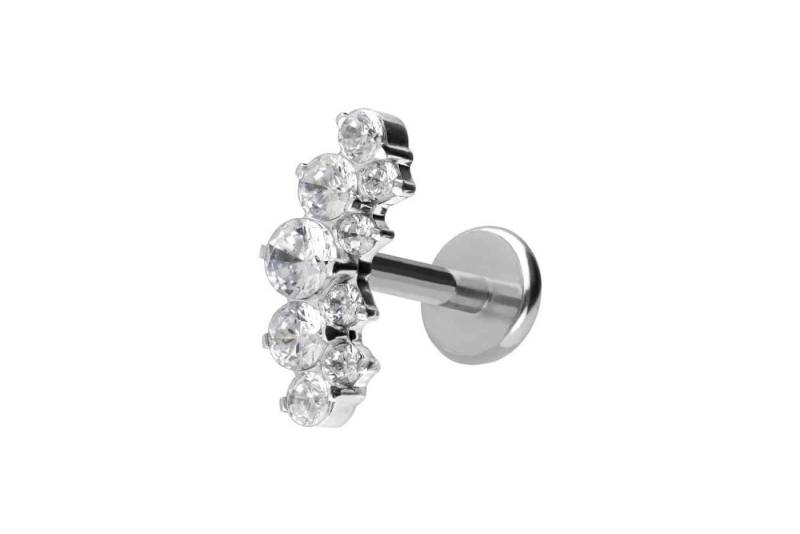 PIERCINGLINE Piercing-Set Titan Labret mit Push Fit KRISTALLBOGEN (Labrets / 1 Stk) von PIERCINGLINE