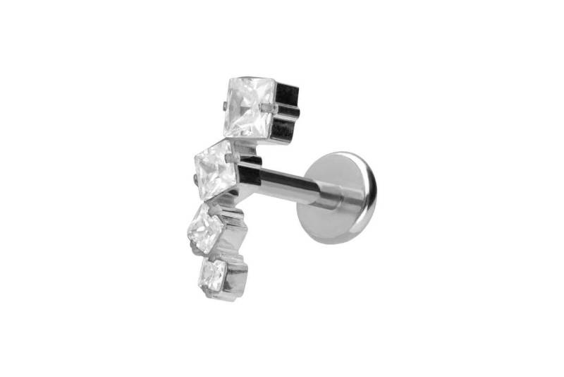 PIERCINGLINE Piercing-Set Titan Labret mit Push Fit KRISTALLBOGEN (Labrets / 1 Stk) von PIERCINGLINE