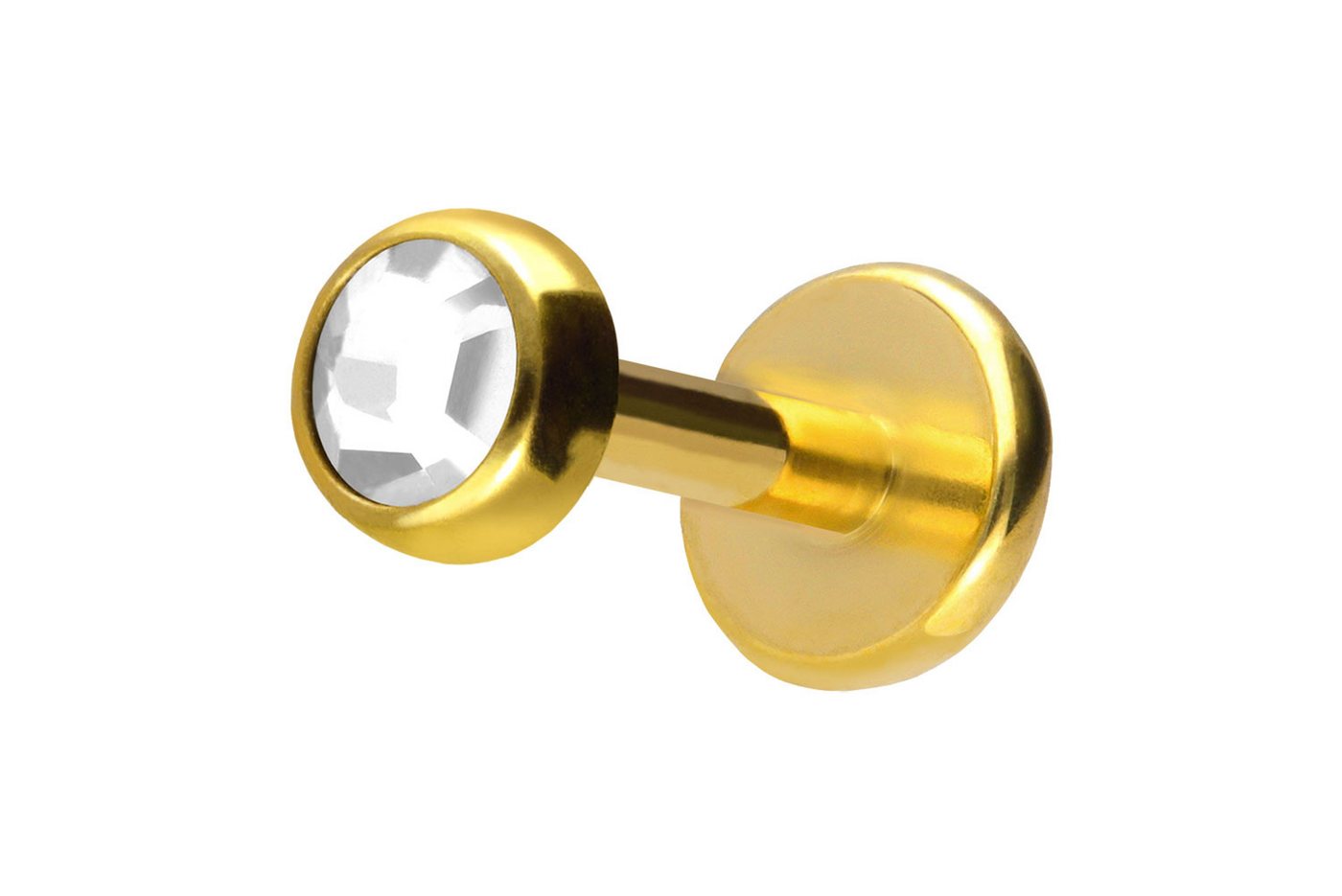 PIERCINGLINE Piercing-Set Titan Labret mit Push Fit KRISTALLDISC (Labrets / 1 Stk) von PIERCINGLINE