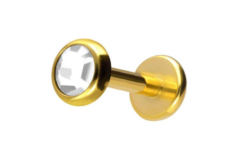 PIERCINGLINE Piercing-Set Titan Labret mit Push Fit KRISTALLDISC (Labrets / 1 Stk) von PIERCINGLINE