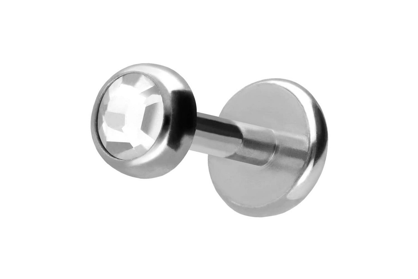 PIERCINGLINE Piercing-Set Titan Labret mit Push Fit KRISTALLDISC (Labrets / 1 Stk) von PIERCINGLINE
