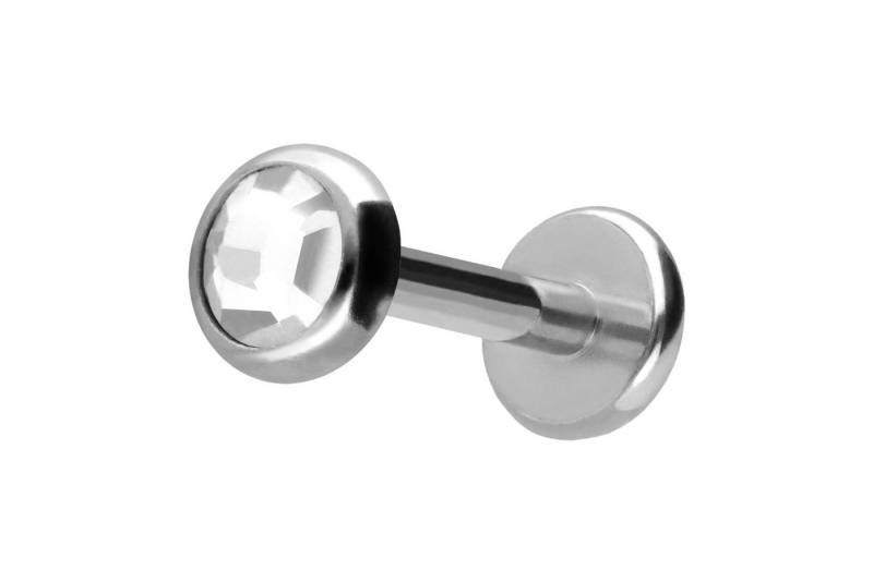 PIERCINGLINE Piercing-Set Titan Labret mit Push Fit KRISTALLDISC (Labrets / 1 Stk) von PIERCINGLINE