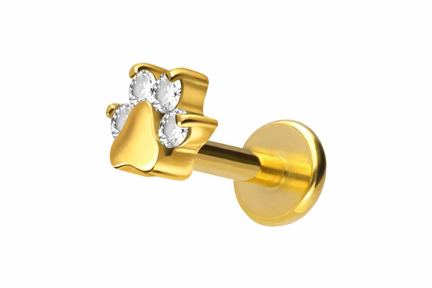 PIERCINGLINE Piercing-Set Titan Labret mit Push Fit KRISTALLPFOTE (Labrets / 1 Stk) von PIERCINGLINE